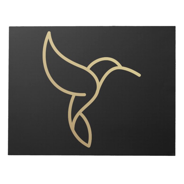 Hummingbird im Monoline Style - Gold im Schwarzen  Notizblock (Vorderseite)