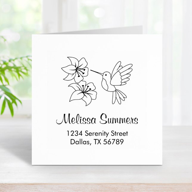 Hummingbird in der Nähe von Blume Adresse Gummistempel (Von Creator hochgeladen)
