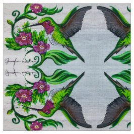Hummingbird in rosa Blume Stoff