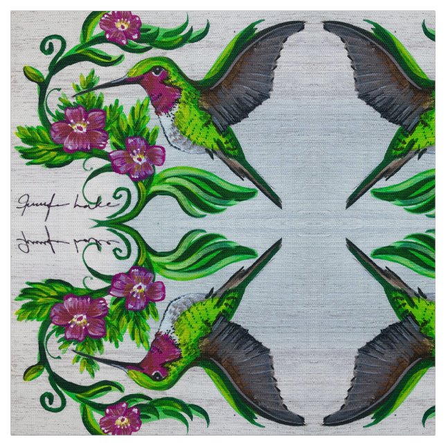 Hummingbird in rosa Blume Stoff (Muster)