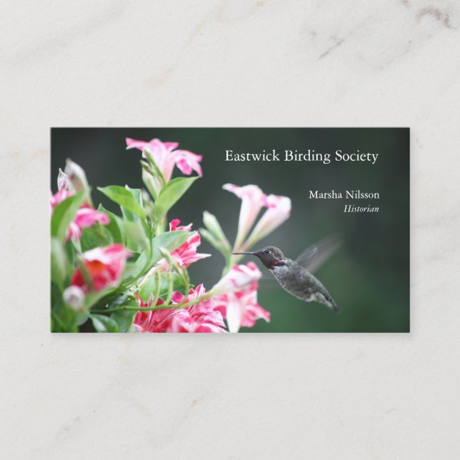 Hummingbird in roten und weißen Blume Visitenkarte (Vorderseite)