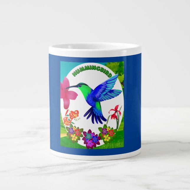 Hummingbird inmitten der Schönheit der Natur, Sere Jumbo-Tasse (Vorderseite)