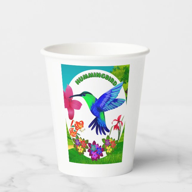 Hummingbird inmitten der Schönheit der Natur, Sere Pappbecher (Vorderseite)