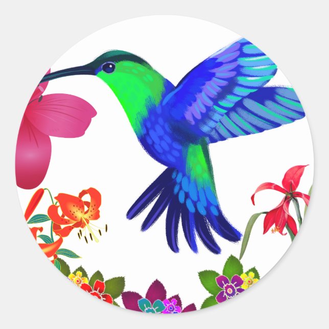 Hummingbird inmitten der Schönheit der Natur, Sere Runder Aufkleber (Vorderseite)