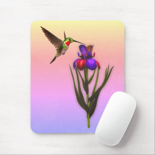 Hummingbird Iris Blume Art Mousepad