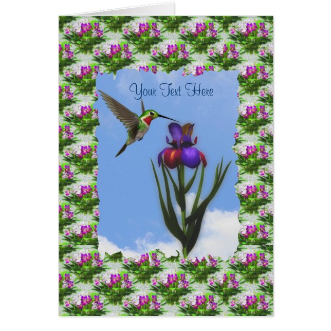 Hummingbird Iris Blume Card (Vorne)