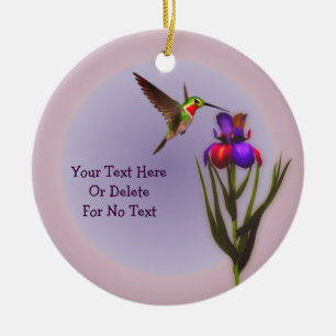 Hummingbird Iris Blume Personalisiert Keramik Ornament