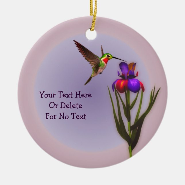 Hummingbird Iris Blume Personalisiert Keramik Ornament (Vorne)