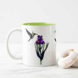 Hummingbird Iris Blume Personalisiert Zweifarbige Tasse