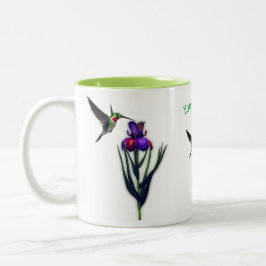 Hummingbird Iris Blume Personalisiert Zweifarbige Tasse