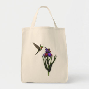 Hummingbird Iris Blume Tote Tasche