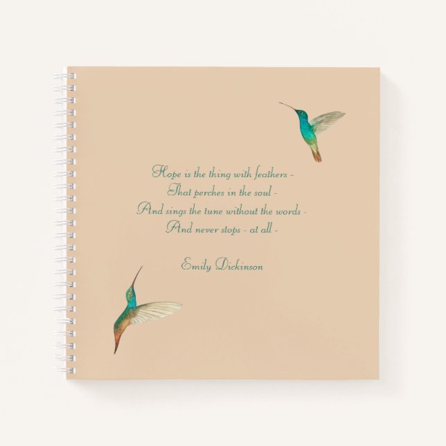 Hummingbird Journal mit Emily Dickinson Zitat Notizbuch (Vorderseite)