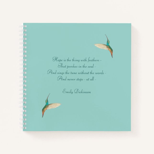Hummingbird Journal mit Emily Dickinson Zitat Notizbuch (Vorderseite)