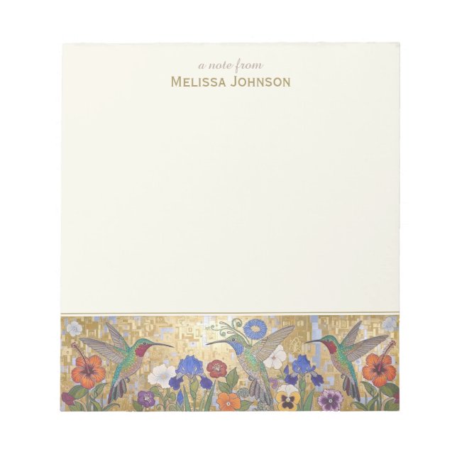 Hummingbird Klimt Style Personalized Custom Name Notizblock (Vorderseite)