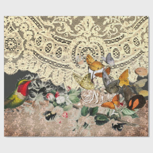 HUMMINGBIRD LACE UND BLUME-Wrapping Paper Geschenkpapier