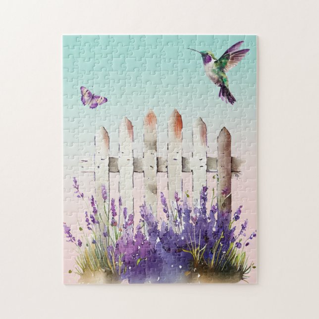 Hummingbird Lavender Floral Puzzle (Vertikal)