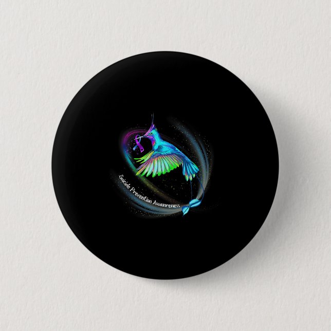 Hummingbird Lila Blue Ribbon Suizidverhütung Button (Vorderseite)