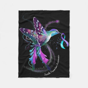 Hummingbird Lila Blue Ribbon Suizidverhütung Fleecedecke