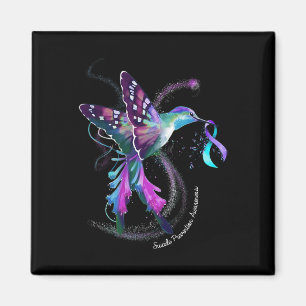 Hummingbird Lila Blue Ribbon Suizidverhütung Magnet