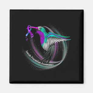 Hummingbird Lila Blue Ribbon Suizidverhütung Magnet