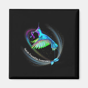 Hummingbird Lila Blue Ribbon Suizidverhütung Magnet