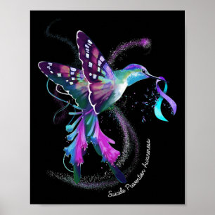 Hummingbird Lila Blue Ribbon Suizidverhütung Poster