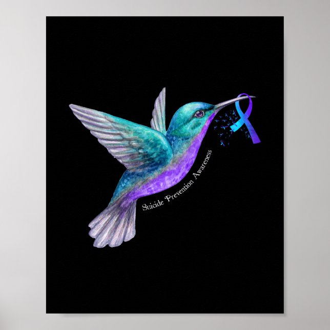 Hummingbird Lila Blue Ribbon Suizidverhütung Poster (Vorne)