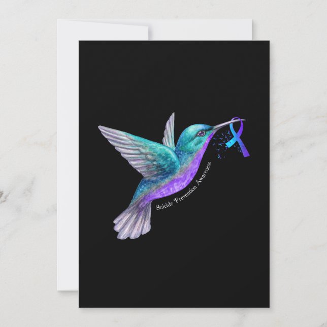 Hummingbird Lila Blue Ribbon Suizidverhütung Save The Date (Vorderseite)