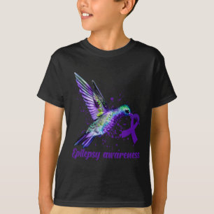 Hummingbird Lila Ribbon Epilepsy Sensibilisierungs T-Shirt