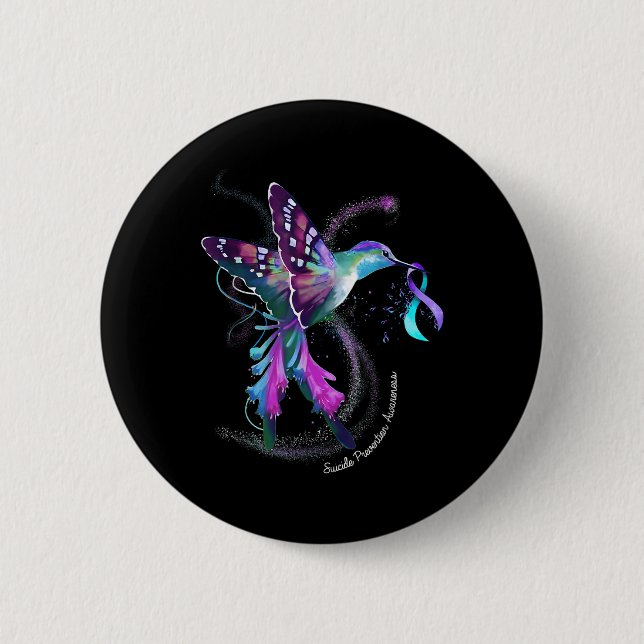 Hummingbird Lila Ribbon Suicide Prevention Aware Button (Vorderseite)