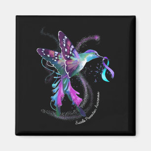 Hummingbird Lila Ribbon Suicide Prevention Aware Magnet