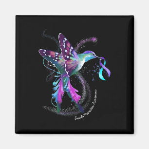 Hummingbird Lila Ribbon Suicide Prevention Aware Magnet