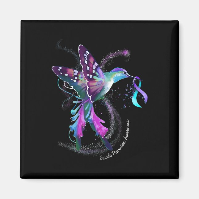 Hummingbird Lila Ribbon Suicide Prevention Aware Magnet (Vorne)