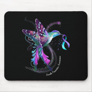 Hummingbird Lila Ribbon Suicide Prevention Aware Mousepad