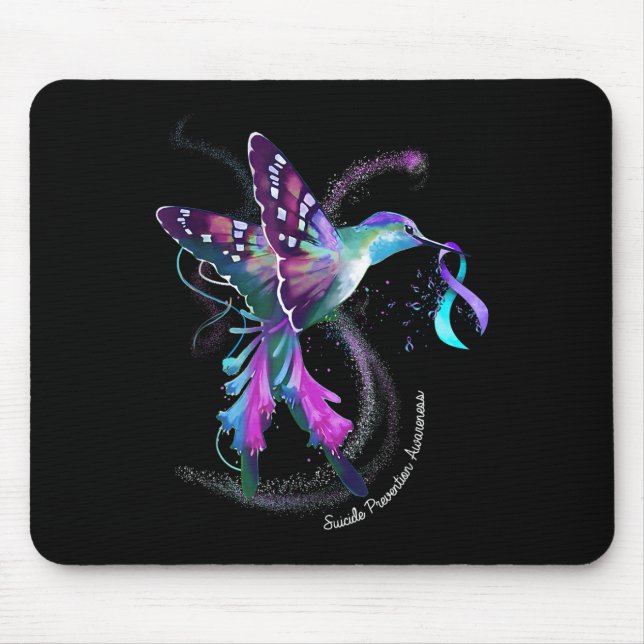 Hummingbird Lila Ribbon Suicide Prevention Aware Mousepad (Vorne)