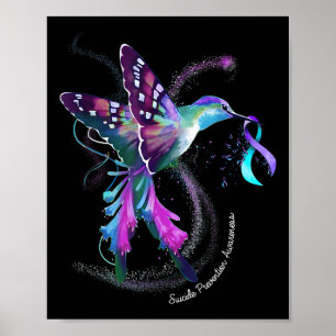 Hummingbird Lila Ribbon Suicide Prevention Aware Poster
