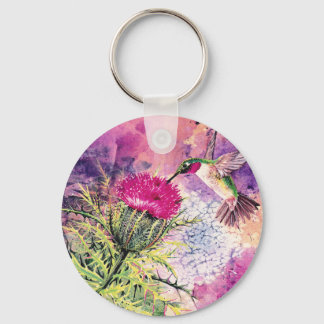 Hummingbird Lila Thistle Art Print Schlüsselanhänger
