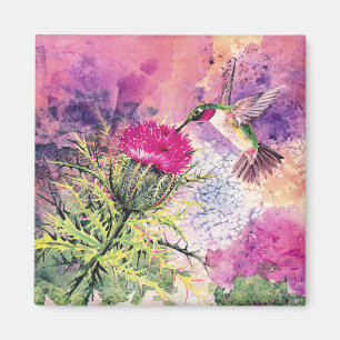 Hummingbird Lila Thistle Magnet