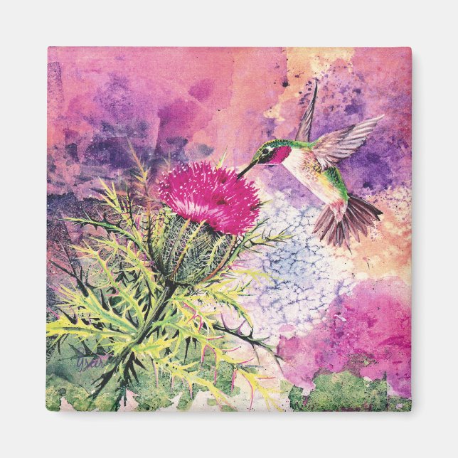 Hummingbird Lila Thistle Magnet (Vorne)