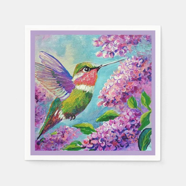 Hummingbird & Lilacs Papier & Tuch Napkins Serviette (Vorderseite)
