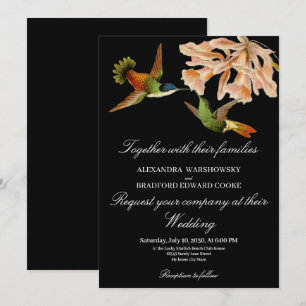 Hummingbird Lily Watercolor Schwarz-weiße Hochzeit