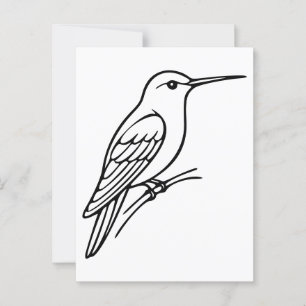 Hummingbird Line Art - Bird Illustration Postkarte