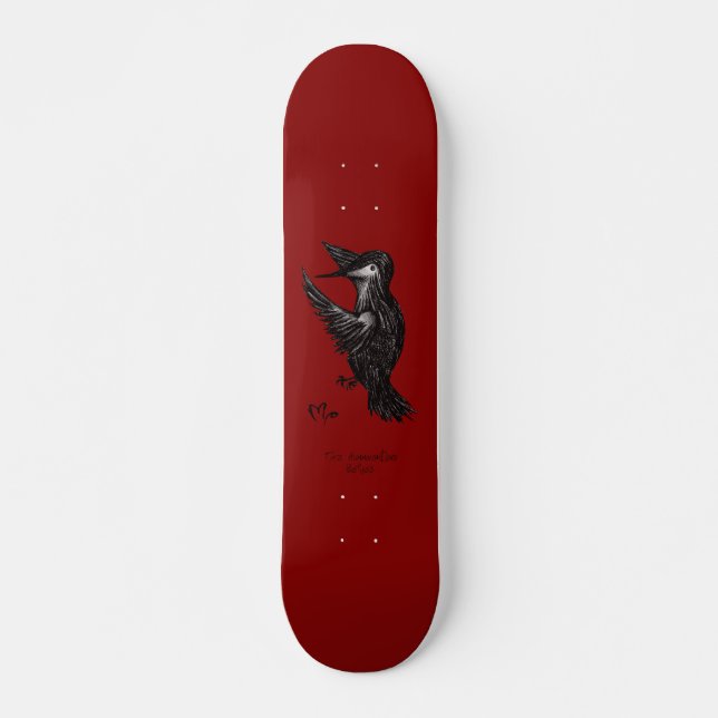 Hummingbird-Logo Rot Skateboard (Vorne)