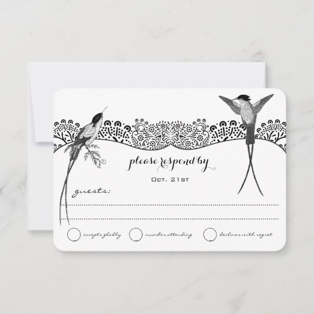 Hummingbird Love Bird Wedding RSVP (Vorderseite)