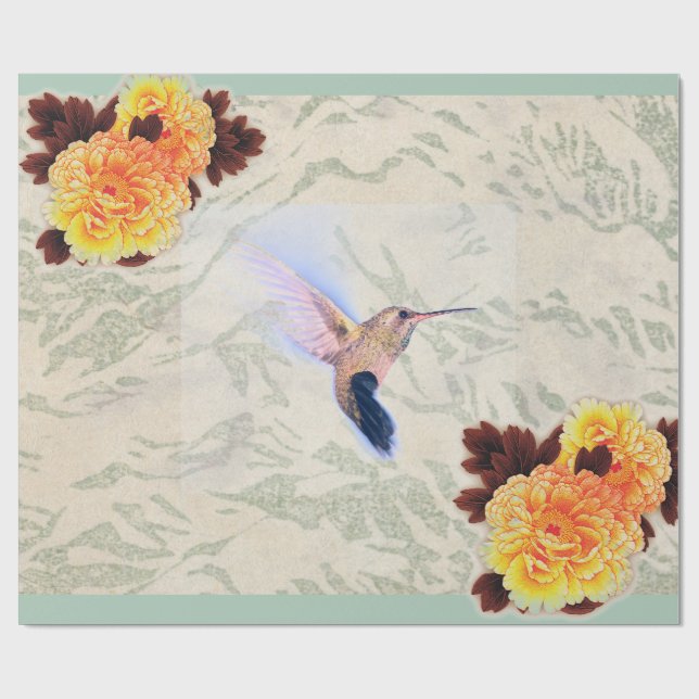 HUMMINGBIRD MARIGOLD Wrapping Paper Geschenkpapier (Flach)