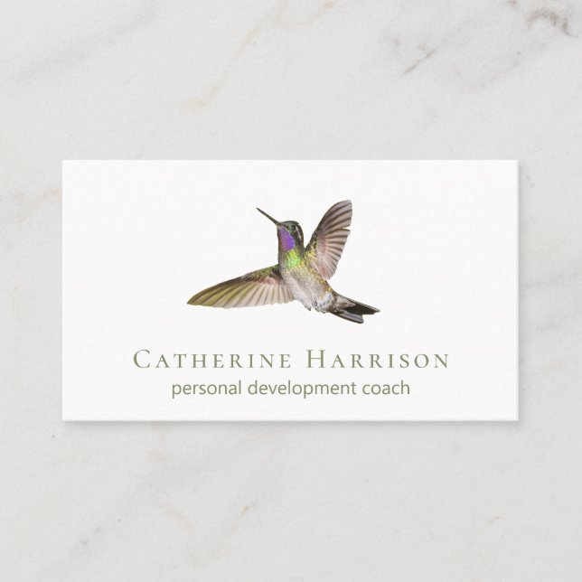 Hummingbird Minimal Modern White Sage Green Visitenkarte (Vorderseite)