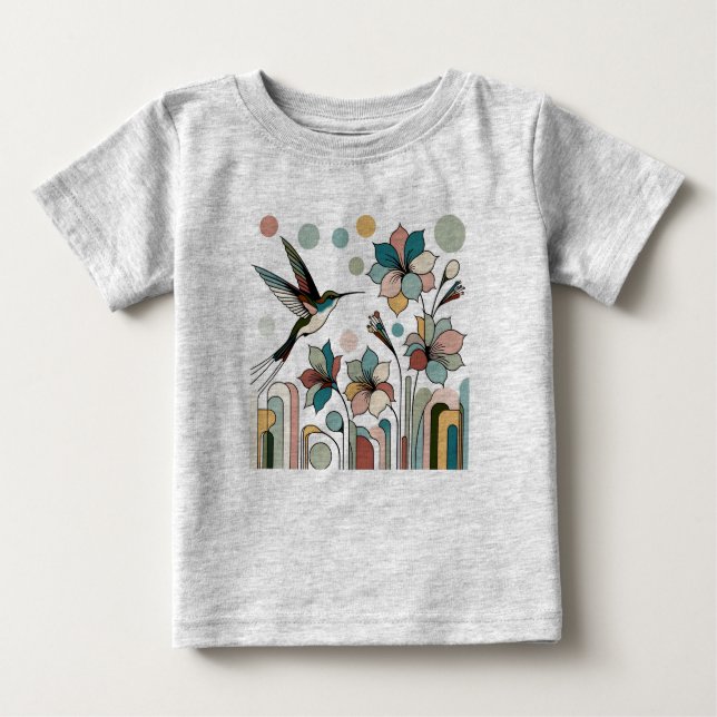 Hummingbird mit Blume Baby T-shirt (Vorderseite)