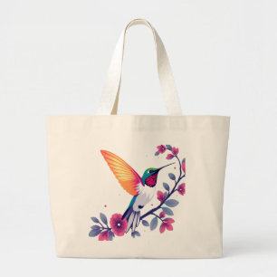 Hummingbird mit Blume Jumbo Stoffbeutel