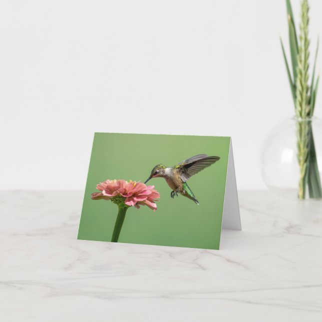 Hummingbird mit Blume Note Card Dankeskarte (Vorderseite)