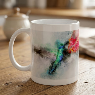 Hummingbird mit Blume Wasserfarbe - 01 Kaffeetasse